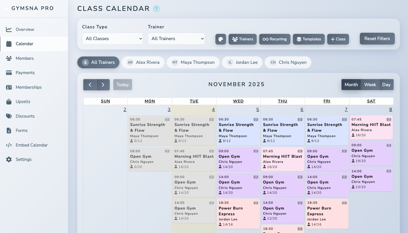 GYMSNA Dashboard Preview